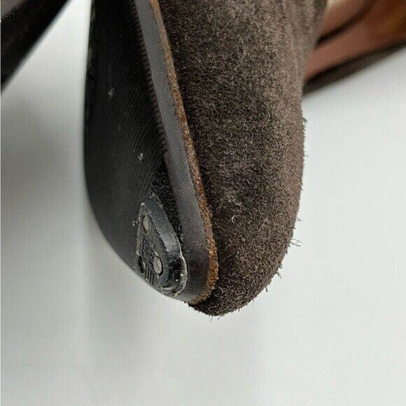 Prada Vintage Brown Suede Pumps Heels Size 37/6.5 With Toe Taps Cone Pleats Sole - Picture 10 of 16